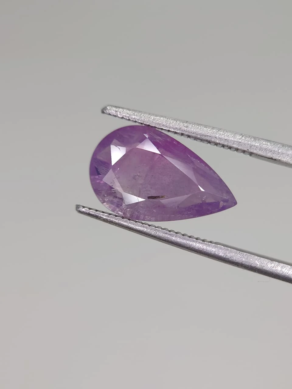 3.2ct Natural Pinkish Purple Sapphire in Teardrop Shape from Kashmir Pakistan — view 2